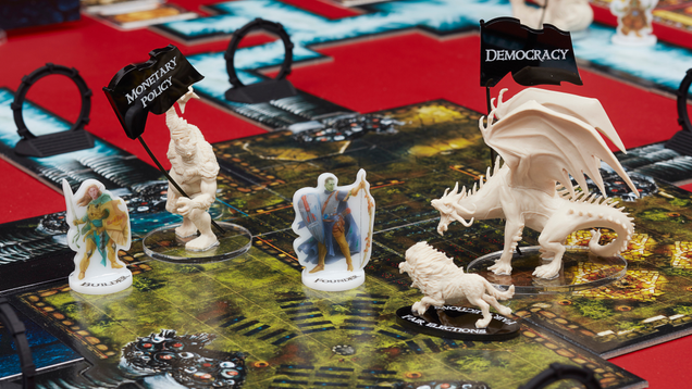 Peter Thiel, cast as Lord Tybalt in a riff on the board game Descent. Image: Simon Denny